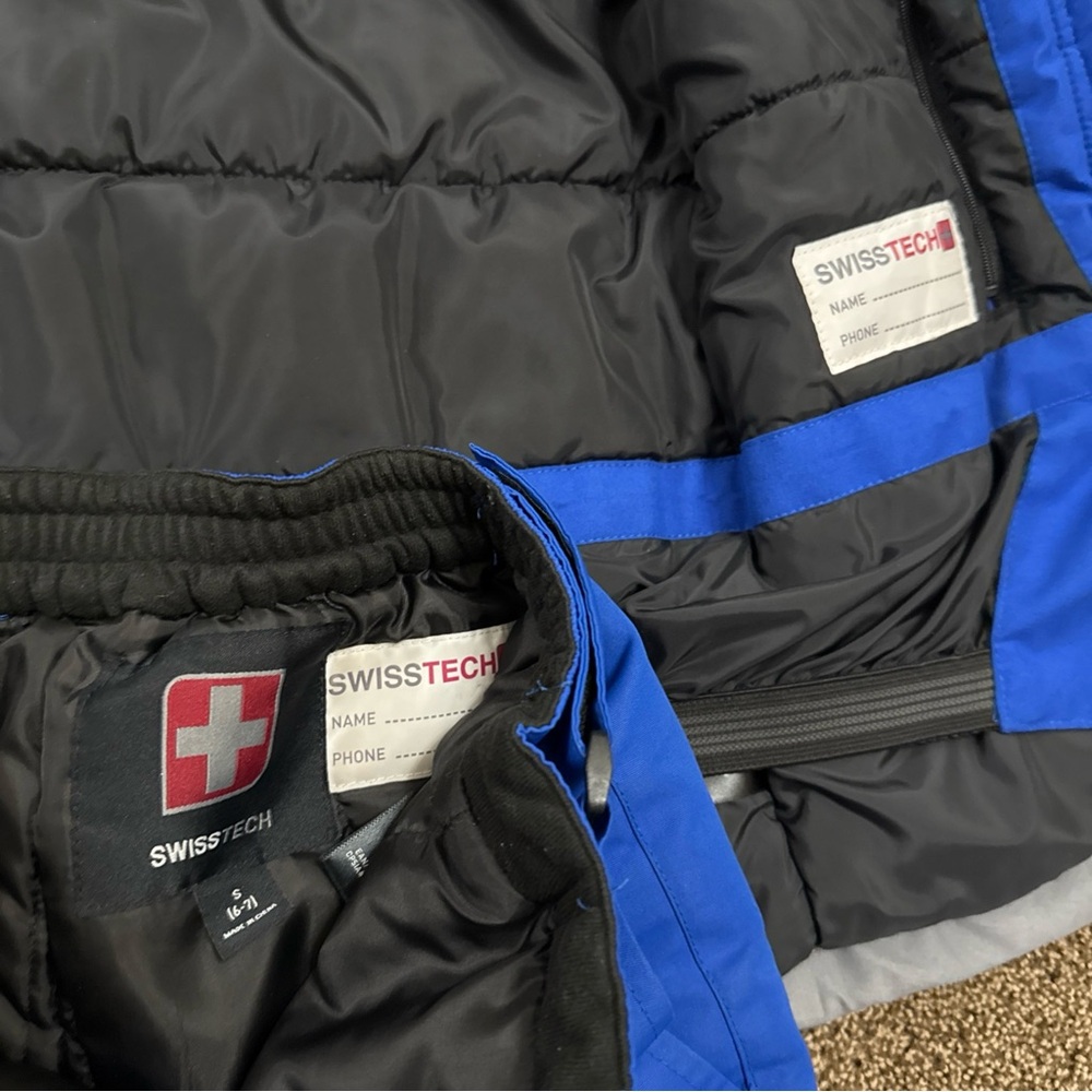 Kids Snowsuit Set Size 6-7 Ski Jacket & Pants Boys Swiss Tech Blue Grey - Picture 3 of 13